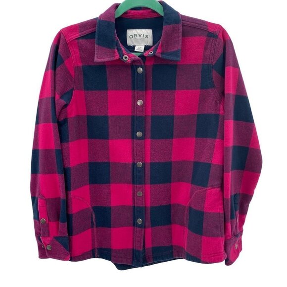 Orvis Women's Flannel Shirt Jacket, Hot Pink/Navy Buffalo Women’s Size M - Picture 1 of 11